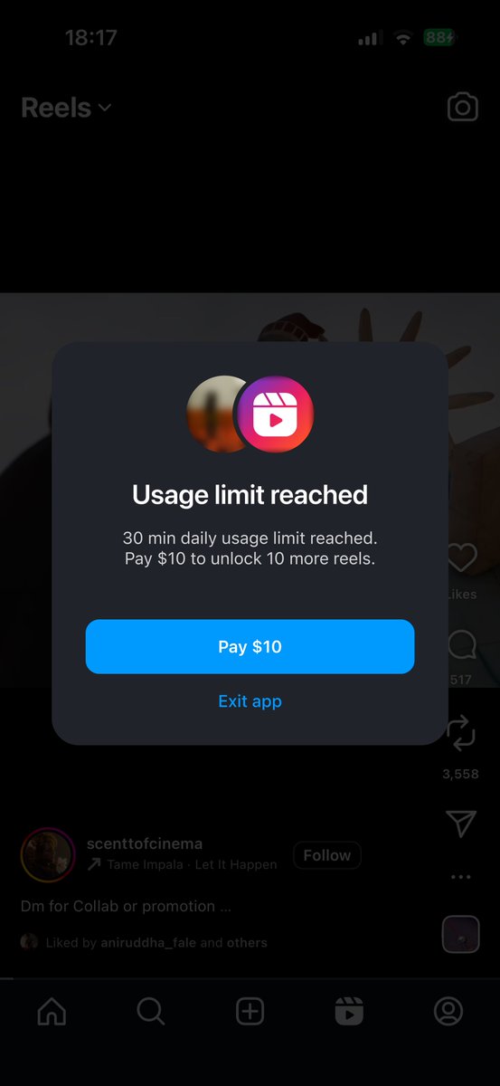 instagram, but you pay to unlock reels