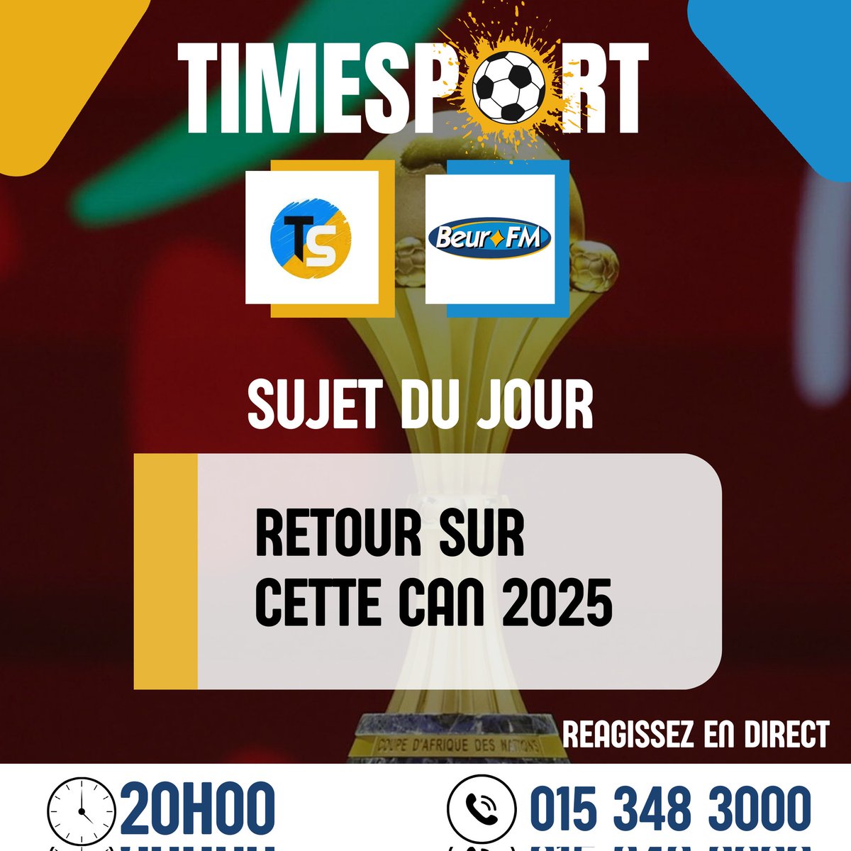 𝗗𝗘́𝗕𝗔𝗧 𝗗𝗨 𝗝𝗢𝗨𝗥

SUJET: « RETOUR SUR CETTE CAN 2025 ?? »

🎙Donnez-nous votre avis 
☎️ Au 01 53 48 3000 

📅 Lundi 19 janvier 2026 sur @beurfm 
⏱️ À partir de 20:00
