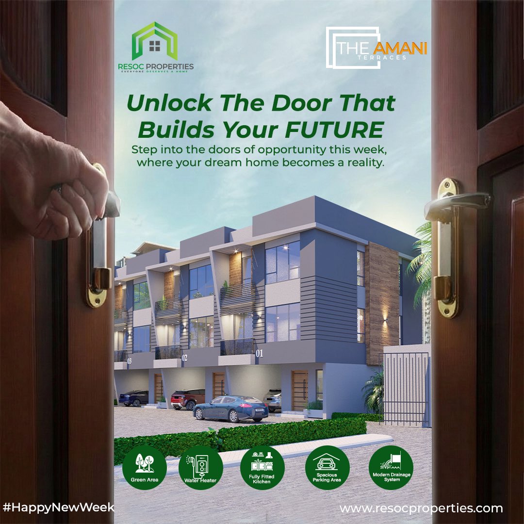 resocproperties's tweet photo. New week, new doors to open. At Resoc Properties, every home is a step toward the future you’ve been working for. 

The Amani Terraces is where comfort, growth, and peace come together. This week, choose the life you deserve. 🏡✨
#HappyNewWeek #ResocProperties #TheAmaniTerraces https://t.co/0qx0bDRxal