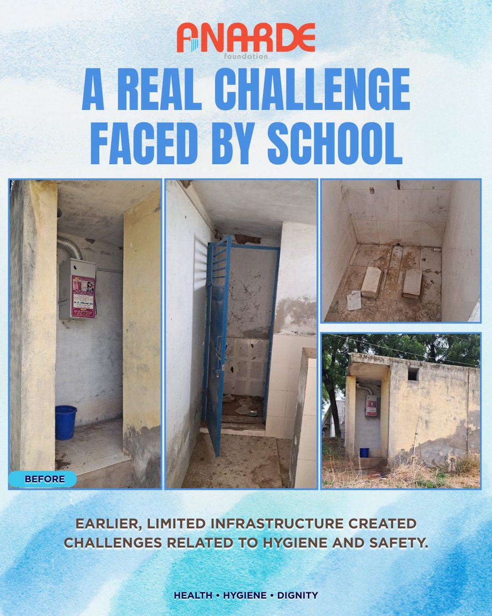 anardeindia's tweet photo. At Shree Vinay Mandir, Malana, Palanpur, limited sanitation facilities once affected hygiene and safety for girl students. 
. https://t.co/EsAkvoHqNn