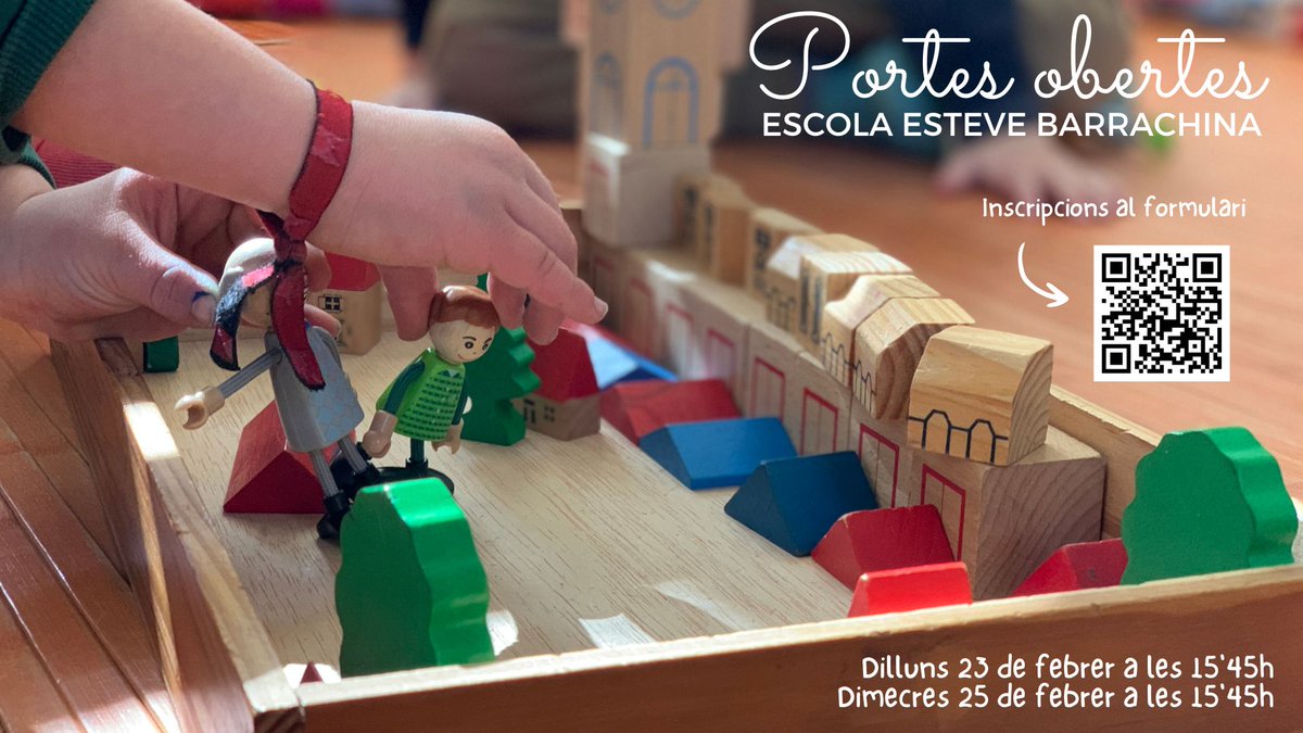 S'apropa el període de preinscripció i obrim l'escola a totes les famílies interessades en conèixer el nostre projecte educatiu. Trobareu el formulari d'inscripció al QR de la imatge. En cas de dubte podeu trucar al 93 894 81 42 o escriure a preinscripció@estevebarrachina.cat