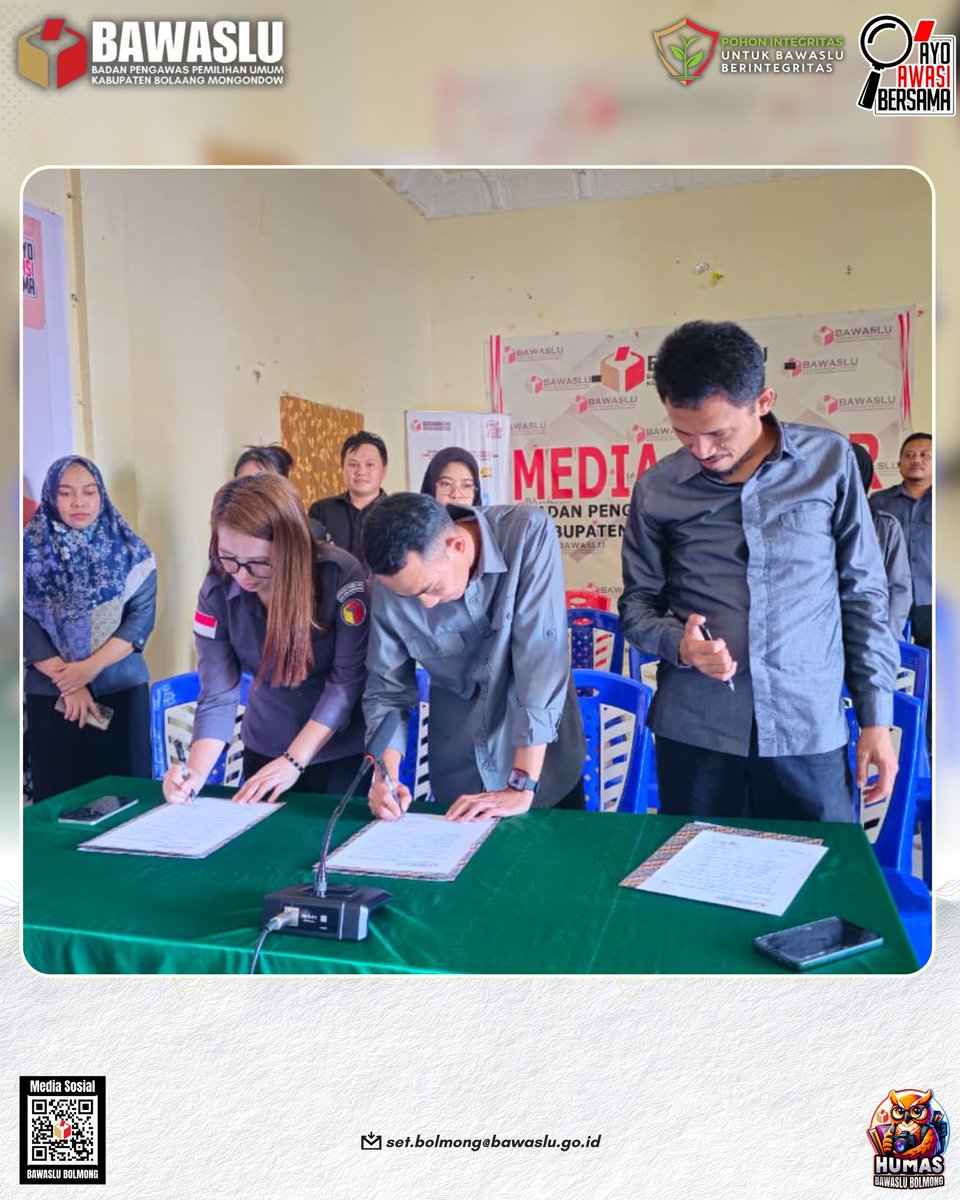 BawasluBolmong's tweet photo. Halo #sahabatbawaslu Jajaran Bawaslu Se- Sulawesi Utara gelar kegiatan penandatangan pakta integritas dan perjanjian kinerja tahun 2026.
Selengkapnya baca di https://t.co/3cUbN8ro5t
#ayoawasibersama
#paktaintegritas https://t.co/tdGIiDJubF