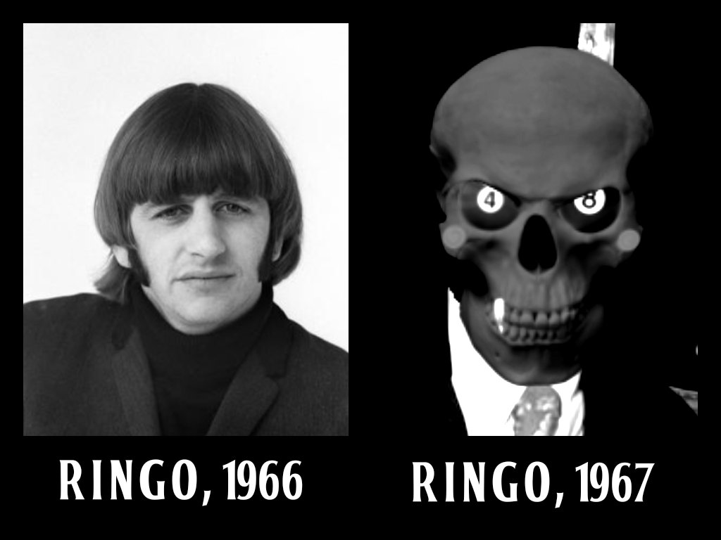 kanyehomestuck's tweet image. everyone talks about john lennons drastic one year change but nobody ever wants to talk about ringo. what the hell happened to him