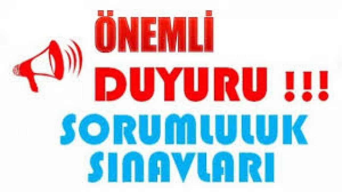 Okulumuz 2025-2026 Eğitim-Öğretim yılı Şubat dönemi sorumluluk sınavları 3 Şubat 2026 tarihinde başlayacaktır. Beklemeli öğrencilerimizin sorumluluk sınavlarına katılabilmeleri için 26 Ocak 2026 Pazartesi gününe kadar C Blok öğrenci işlerine dilekçe vermeleri gerekmektedir.