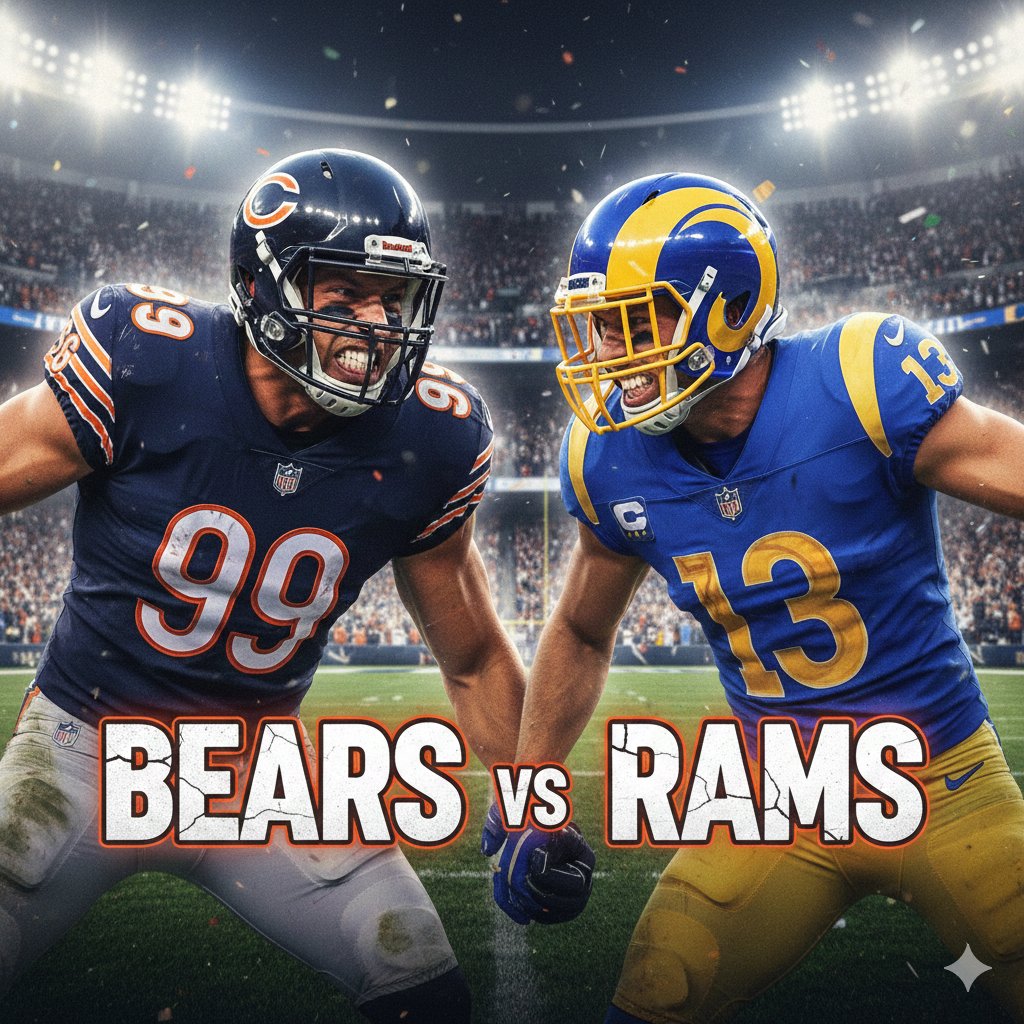 CarlosMeany's tweet photo. 🐻 vs 🐏 It’s going down!
Bears clash with the Rams in a must-watch showdown 🔥
Big hits. Big plays. Big moments.
Who’s taking this one? 👀🏈
Get more Link:https://t.co/sv62efE1Gu
#Bears #Rams #NFL #GameDay https://t.co/aP932H9FI8