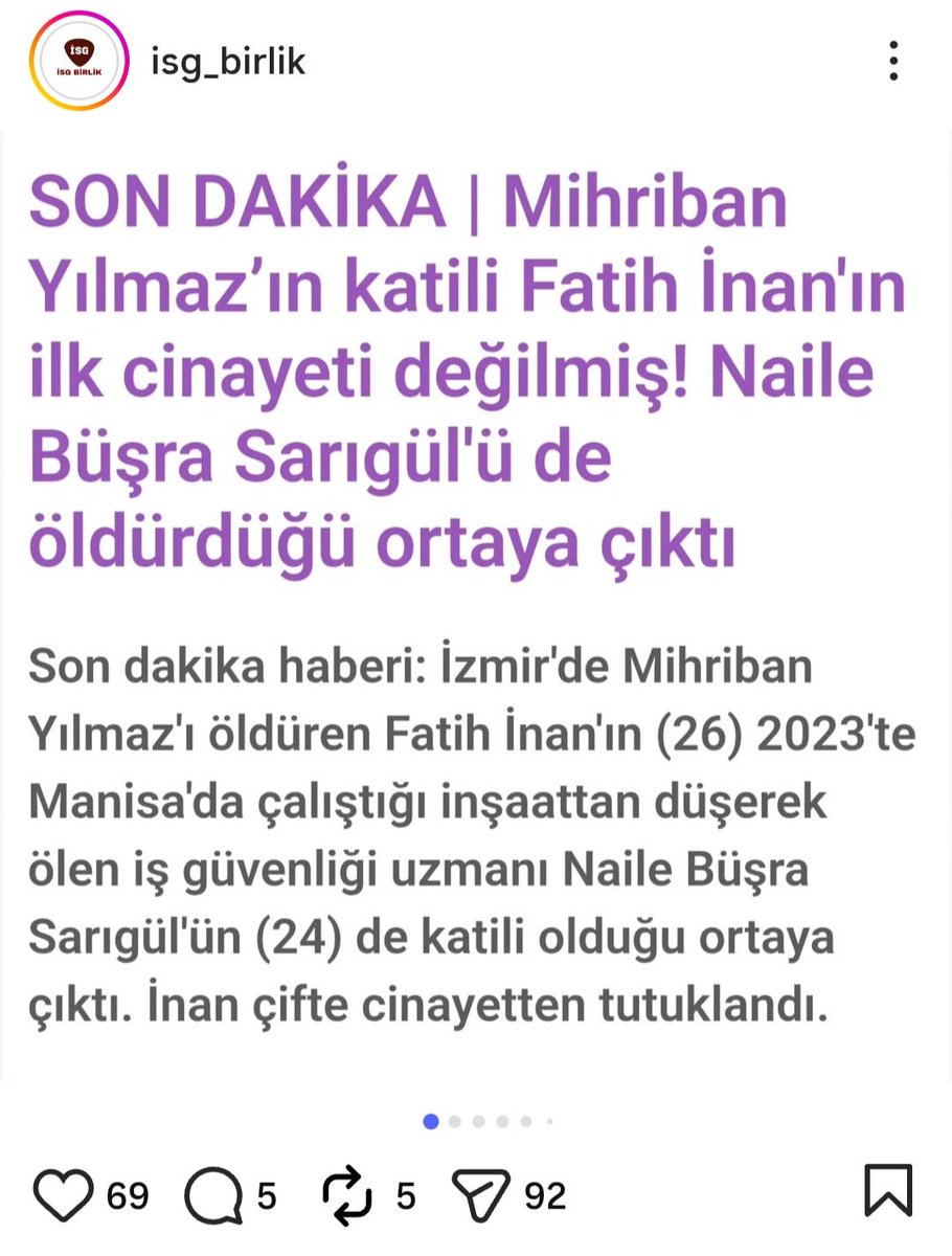 Bu habere iyi bakın.İş güvenliği uzmanı tutuklanıyor.Ama iş güvenliği uzmanı vefat edince cinayetin üstü kapatılıyor.Naile Büşra Sarıgül için adalet #işgüvenliğiuzmanıgünahkeçisideğildir #NaileBüşraSarıgül