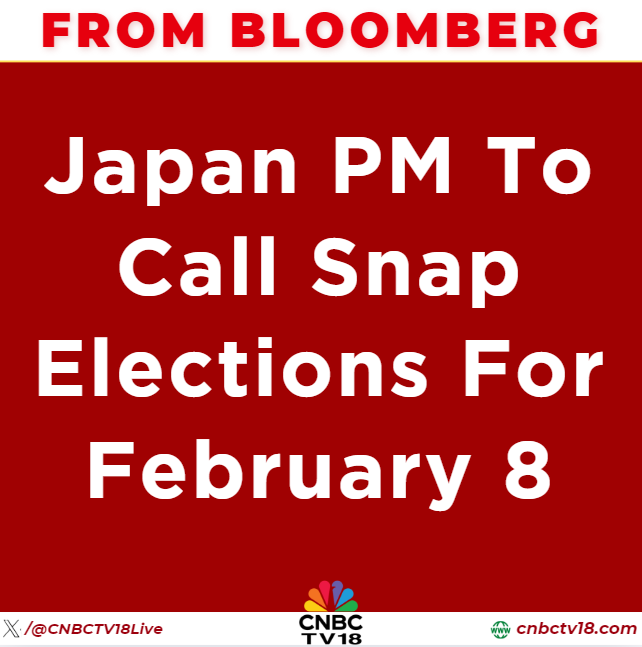 CNBCTV18Live's tweet photo. #FromBloomberg | #JapanPM to call snap elections for February 8 https://t.co/OORhsKcDZA