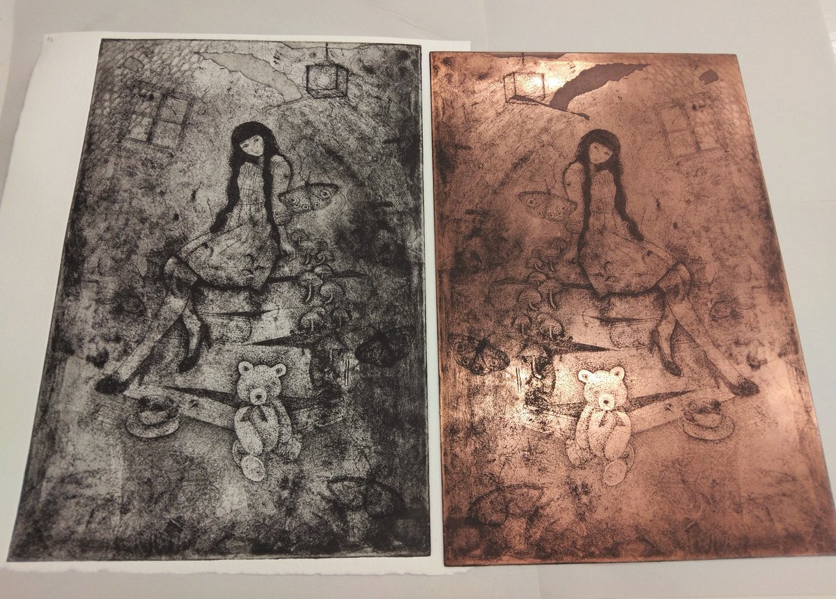 真作】版画 銅版画 街2 光と影の構成 抽象版画 都市の影と光 Y165 真作