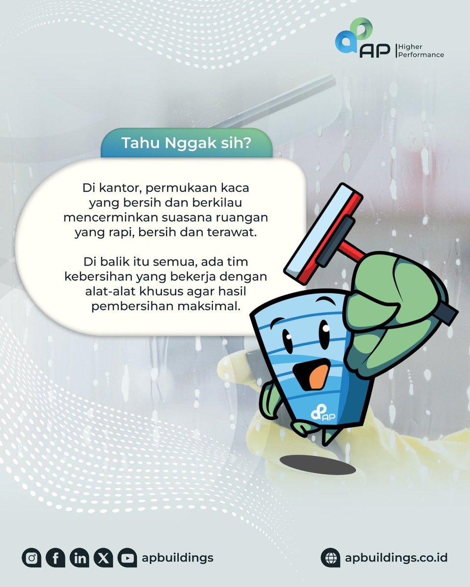 apbuildings's tweet image. Kaca bersih bukan sekadar detail—ini tentang memberikan kesan profesional di lingkungan kerja. Sudahkah area kerja #APFriends dirawat dengan standar terbaik hari ini?

#APBuildings #HigherPerformance #GlassCleaning #FacilityCare #CleanBuilding