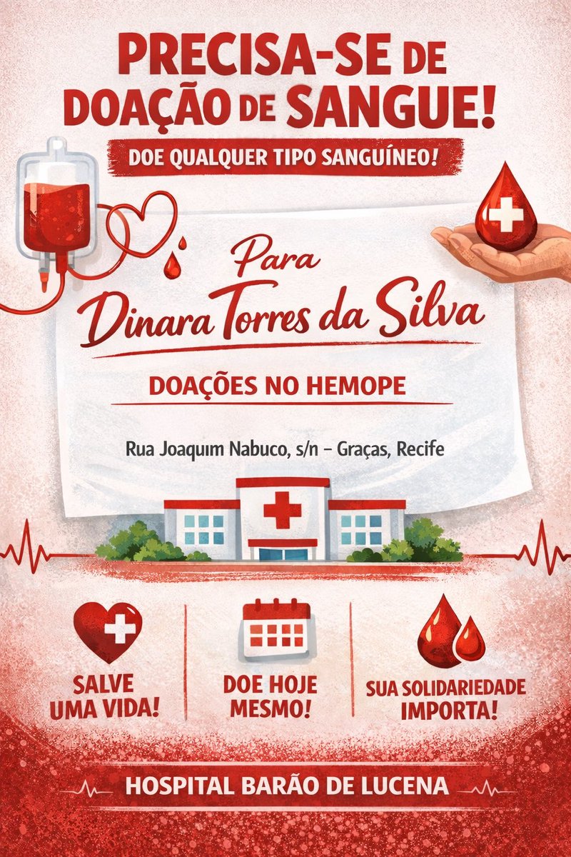 RicardoReporter's tweet image. Minha esposa está precisando de doações de sangue, quem puder ajudar nesse momento difícil, nossa gratidão será eterna. 🙏🏻