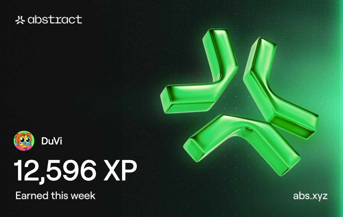 DuViDrift's tweet photo. I just earned 12,596 XP on @AbstractChain! 🎉 https://t.co/qRqy5lBRNh