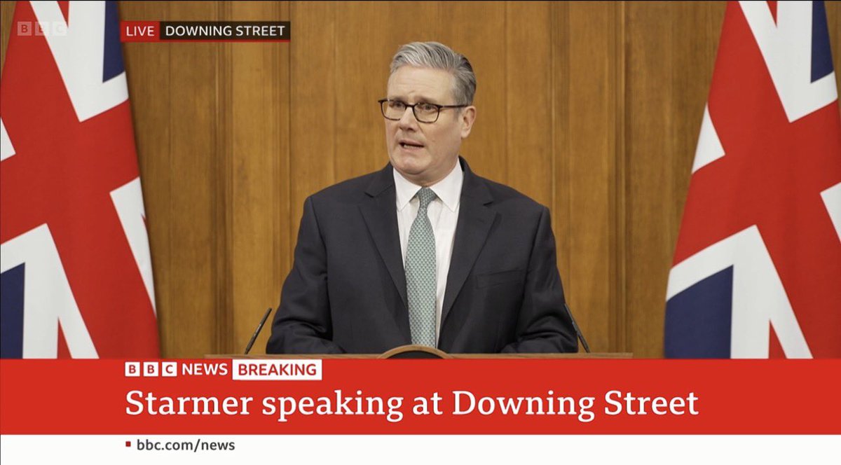 Lexijok's tweet photo. Interesting update from Keir Starmer as he explains how we’re bought by America. 
Neville Chamberlain moment?
#Starmer #KeirStarmer https://t.co/YcyJfSqgoK