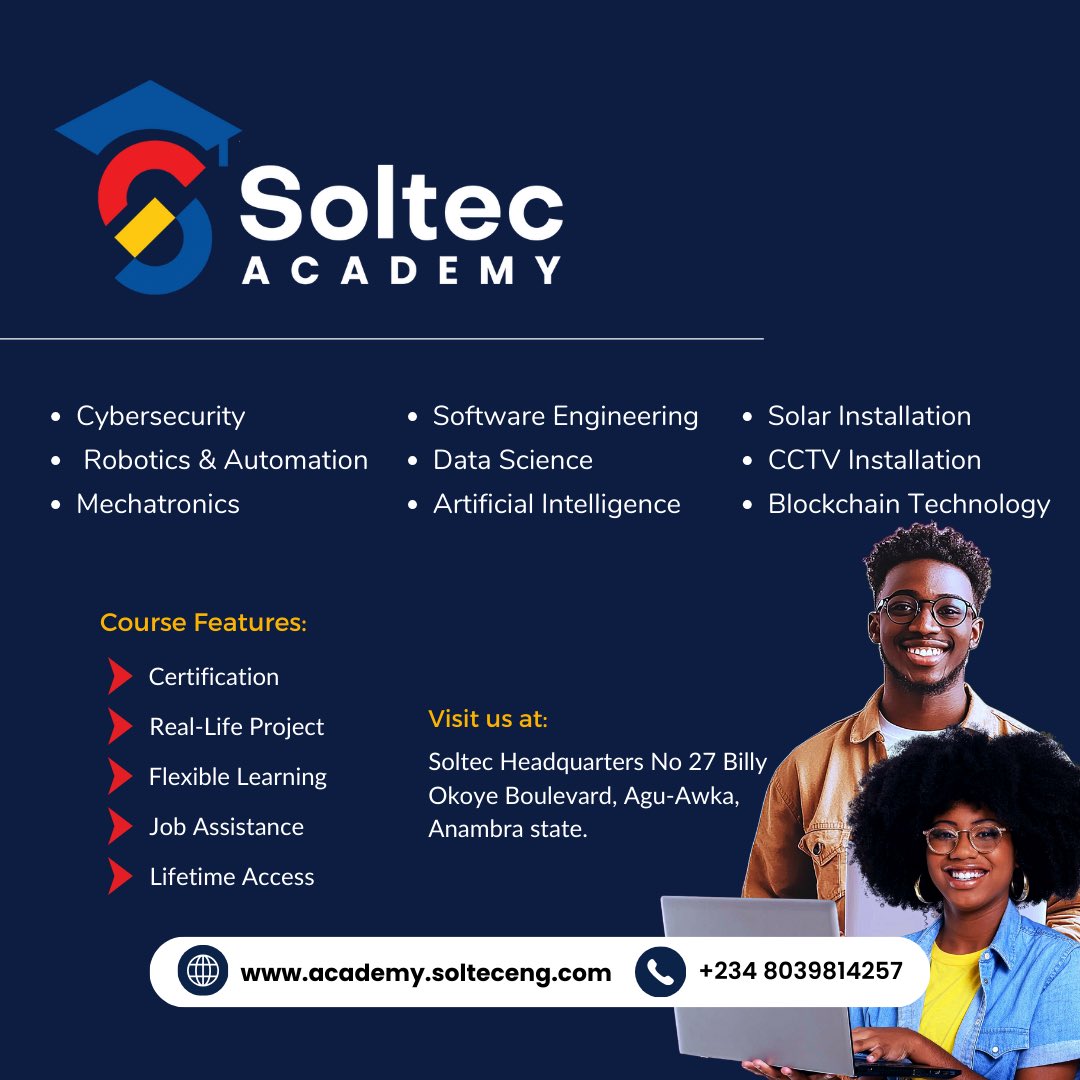 solteceng's tweet photo. Choose a skill, earn flexibly, and get certified at Soltec Academy.
#soltec https://t.co/W4owqL6PaD