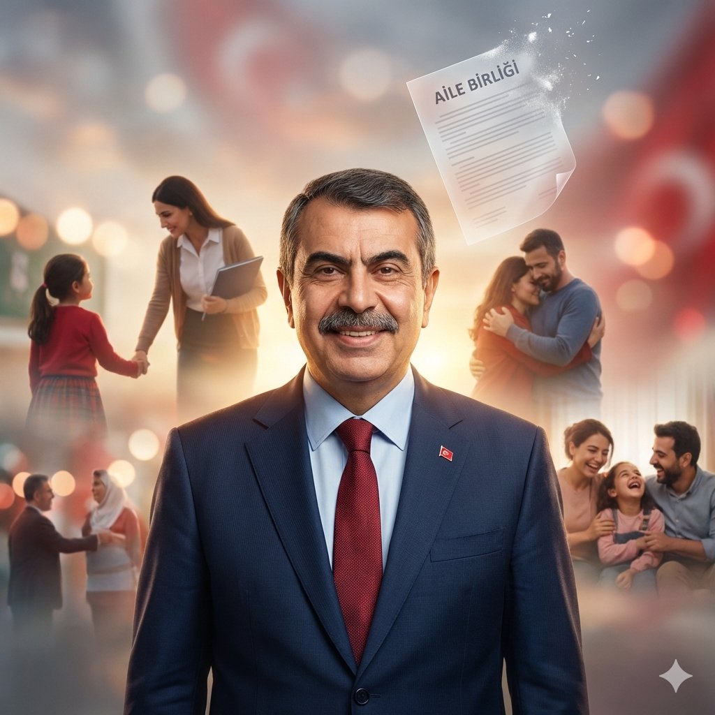 Sayın Bakanımız <a href="/Yusuf__Tekin/">Yusuf Tekin</a>, vizyoner liderliğiniz, öğretmene verdiğiniz kıymet ve aile kurumuna gösterdiğiniz hassasiyetle eğitim camiasına her zaman güven verdiniz.
31 Aralık 2026 itibarıyla 3 yıllık çalışma süresini tamamlayan 2023 ataması öğretmenlerin aile birliğinin