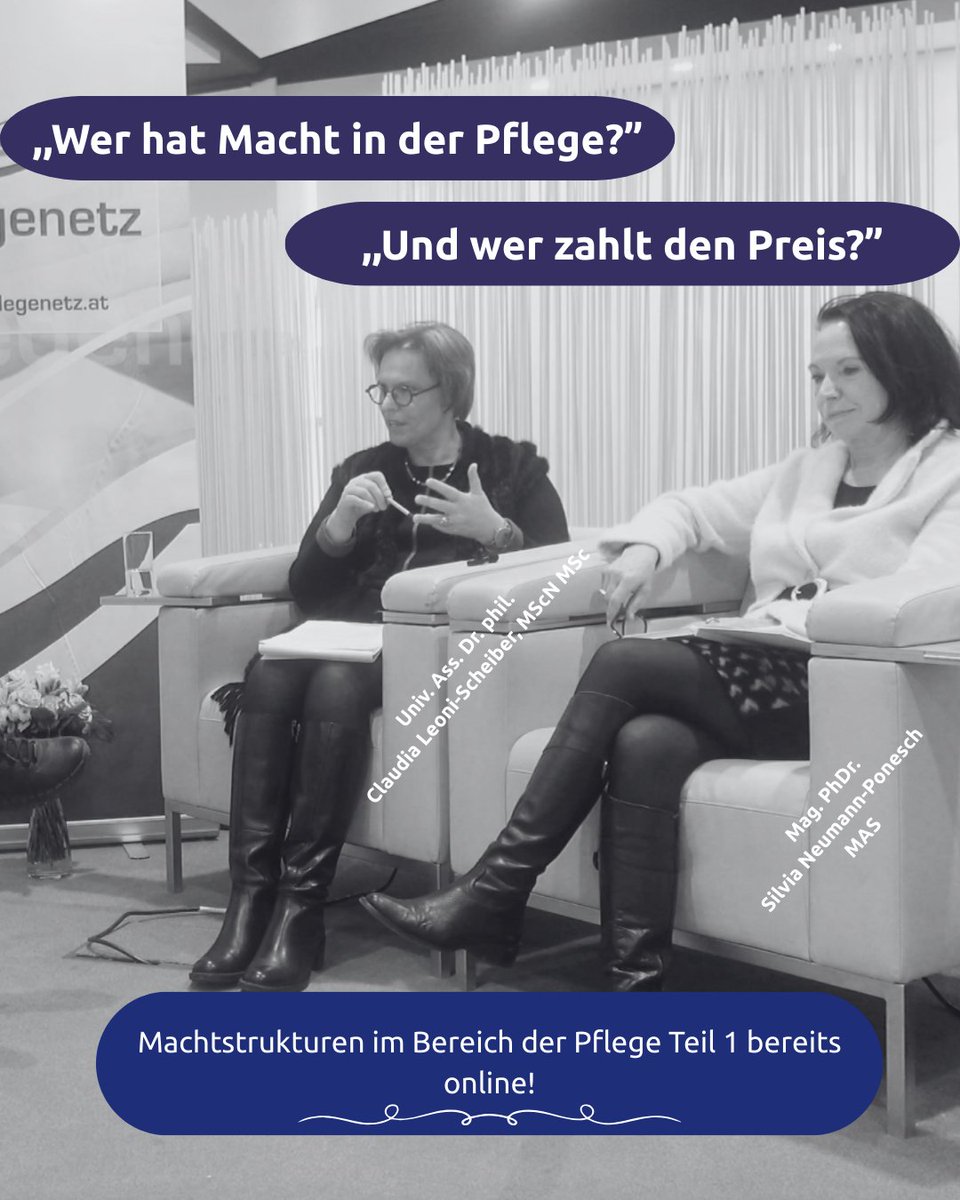 pflegenetz's tweet photo. 🎙️ Machtstrukturen in der Pflege | Teil 1
Wer entscheidet, wer gehört wird – und warum?

Darüber sprechen wir mit Univ. Ass. Dr. phil. Claudia Leoni-Scheiber, MScN MSc und Mag. PhDr. Silvia Neumann-Ponesch MAS

📅 Teil 2 folgt am 20.01.26
👉 pflegenetz.at->pflegenetz:channel https://t.co/pmYvGMcq9g