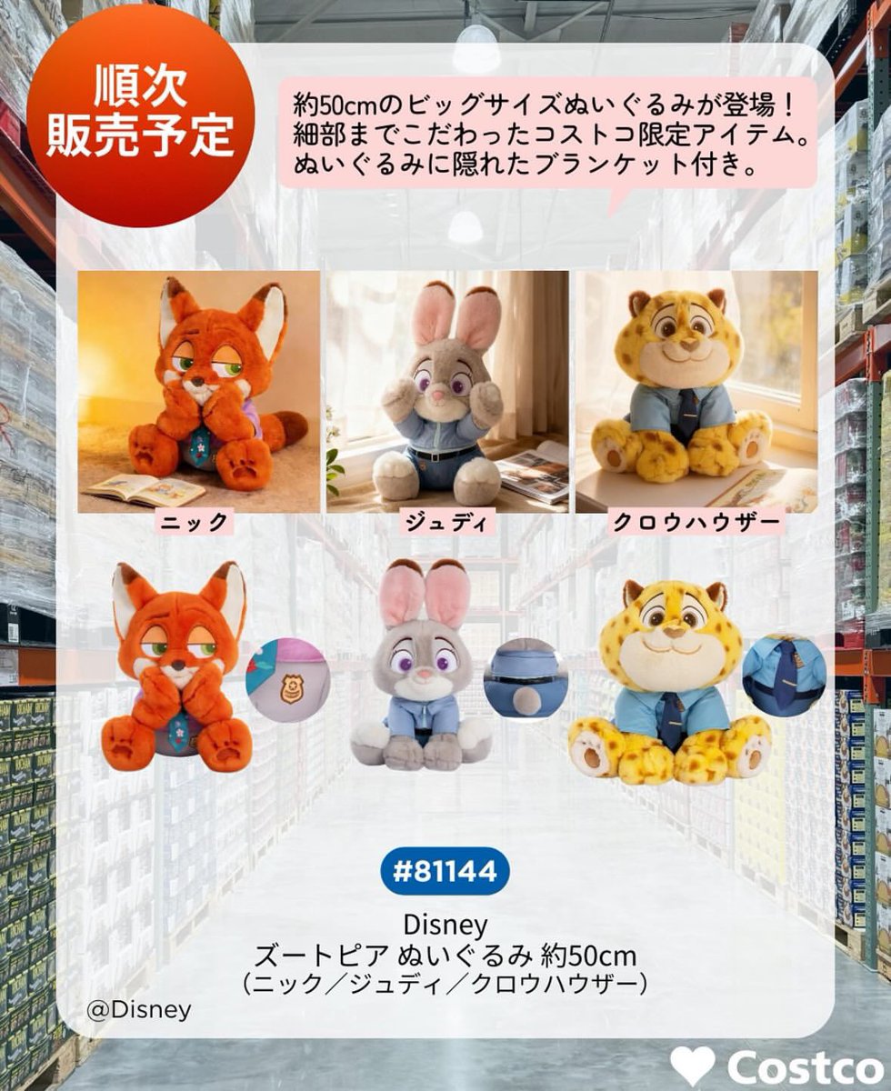 限定】ズートピア2 ジュディ ニック ぬいぐるみ コストコブランケット