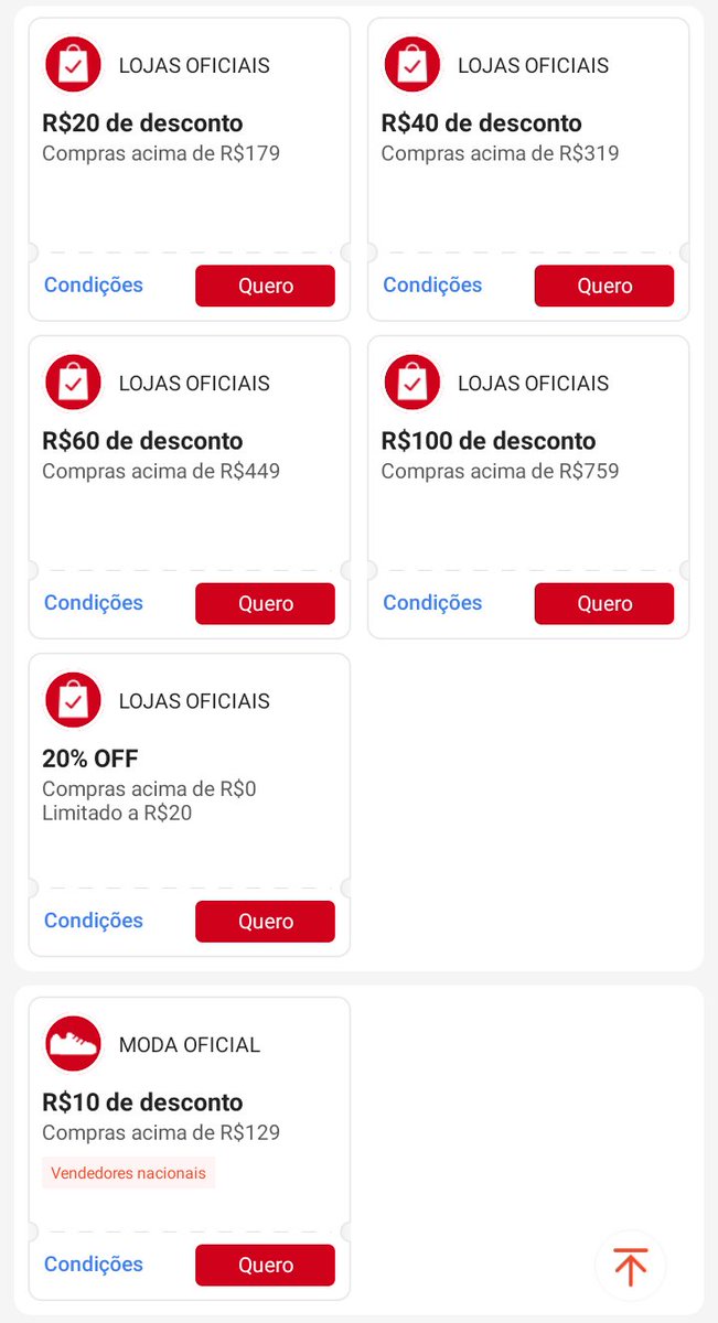 PostandoCupons's tweet image. 🟥 CUPONS SHOPEE - Lojas Oficiais

🎟️ 20% OFF sem valor mínimo + cupons de até R$100 OFF

🎟️ Resgate seu cupom aqui
↪️ s.shopee.com.br/4LDExD7l8T
