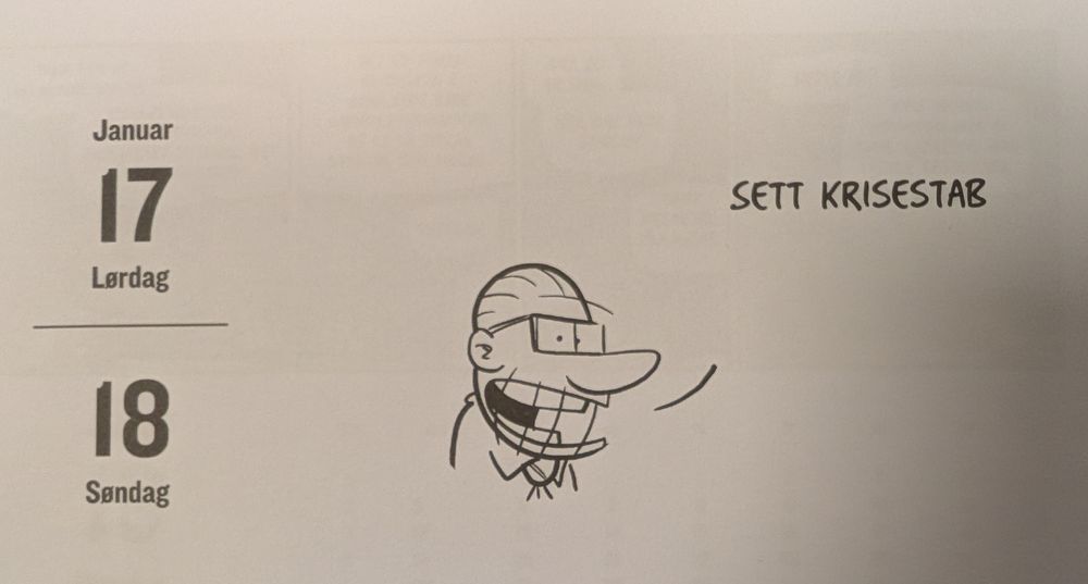 <a href="/Prebens/">Preben Aavitsland</a> Lurer på hvor mange som måtte jobbe overtid i helgen i UD som har bordkalenderen fra tegneserien Lunch, og som bladde om til 17/18. januar...