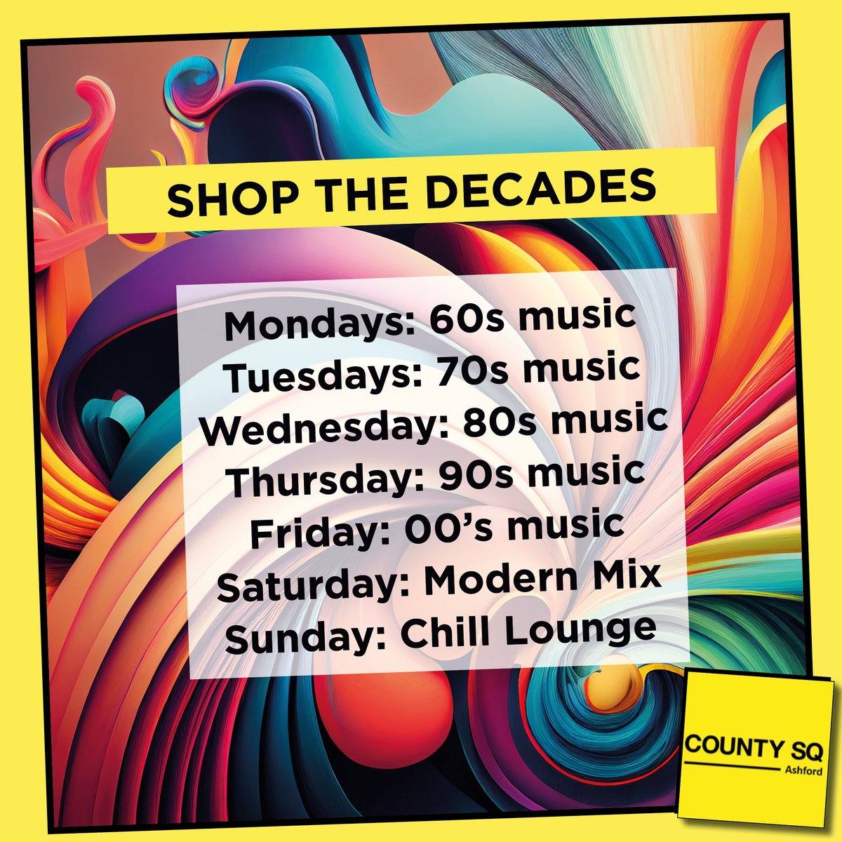 CountySquare's tweet image. 🛍️ Shop The Decades is back at County Square! 🎶

This Monday, we’re travelling back to the 60s! Enjoy classics from The Beatles, Elvis Presley, Jimi Hendrix and more as you shop and soak up the retro vibes. ✨

#CountySquare #ShopTheDecades #AshfordShopping #60sVibes #RetroMusic