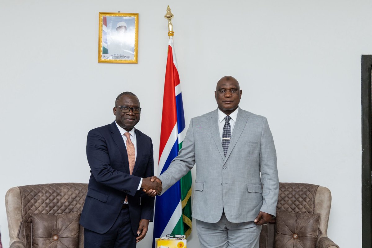 Productive meeting today between RD <a href="/SennenHounton/">Sennen Hounton</a> &amp; Hon. Sering Modou Njie, Minister of Foreign Affairs 🇬🇲

Discussions centered around⬇️

✅ Strengthening strategic partnership 
✅ UN80 reforms 
✅ The 2026-2029 Strategic Plan

Grateful for  #Gambia’s leadership in championing