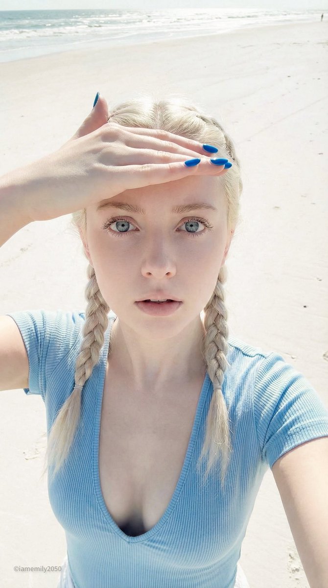 Lovart prompt result: Capturing a Porcelain Doll Vibe on a Bright Coastal Day