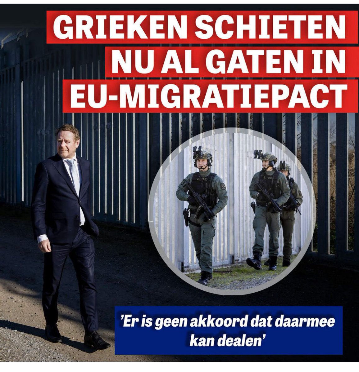 Europa gaat dit niet oplossen.
Het EU-migratiepact faalt al voor het in werking treedt.
Nederland moet het zélf doen. NU!

Een streng asielbeleid in het regeerakkoord is essentieel. Het nieuwe kabinet moet leveren!