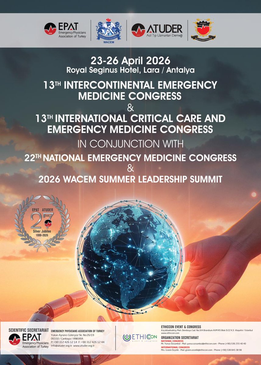 icem26.com/TR/Default.aspx 22st National Emergency Medicine Congress, 13th Intercontinental Emergency Medicine Congress, 13th International Critical Care and Emergency Medicine Congress #atuder #epat #acil #aciltıp