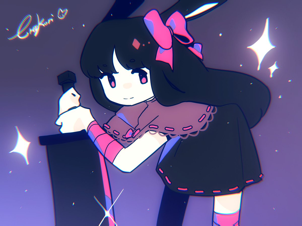 Chikori_Hallie's tweet image. Heavyblade🐰
Drew this while @EHSV_ was trying to draw her orthographic charachter views
 #RabbitAndSteel