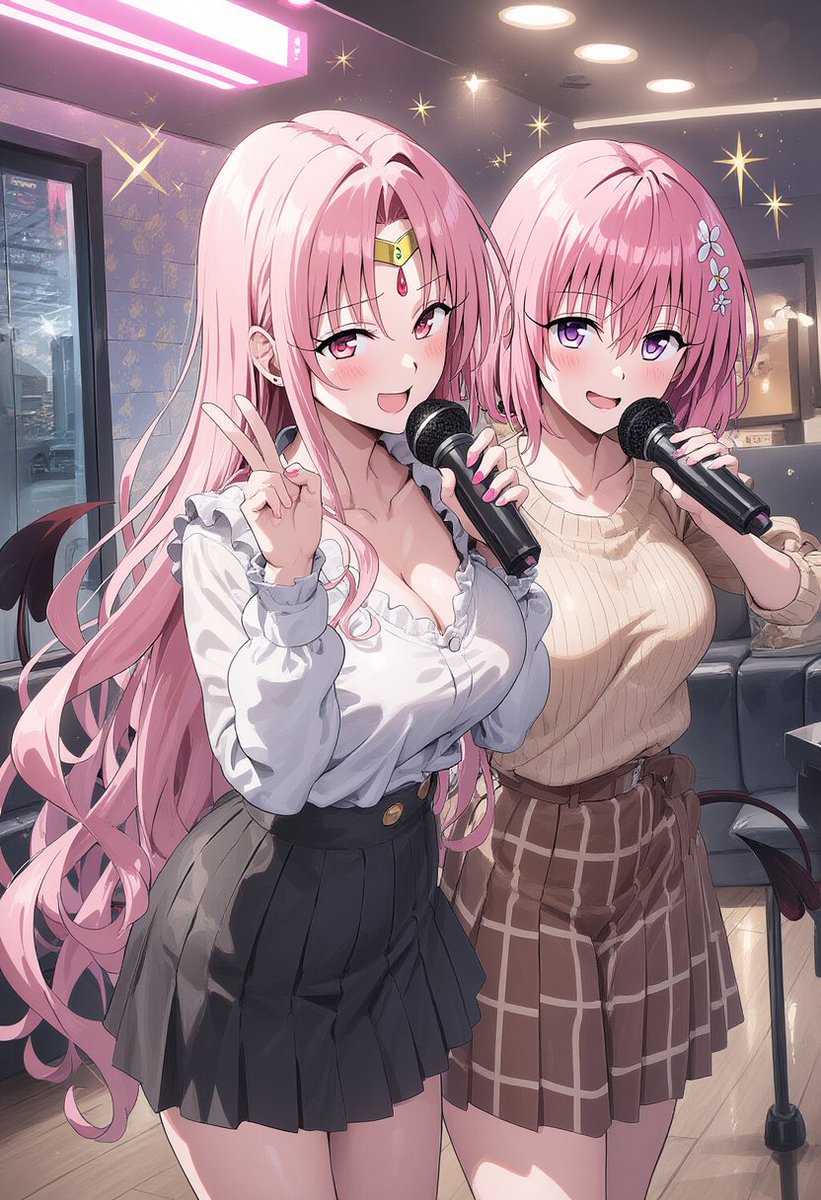 yuruiAI2's tweet photo. １月１９日の今日は
カラオケの日ということで
親子で仲良く歌うよ♪

ToLOVEるダークネス
セフィママ＆���モ
SFW https://t.co/YV606YA26F