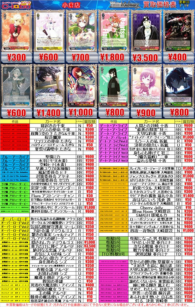 ヴァイス 買取情報】 『オーバーロード』など 各タイトルデッキパーツ