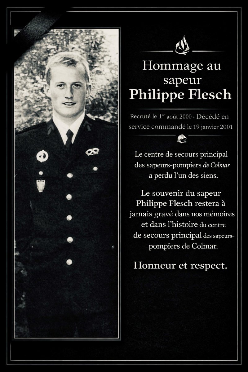 sdis68's tweet photo. 🕯️ Le SIS 68 a commémoré ce matin le 25ᵉ anniversaire du décès en service commandé du sapeur de 2ᵉ classe Philippe FLESCH, survenu le 19 janvier 2001 lors d’un entraînement subaquatique à Colmar. 

Un temps de recueillement a réuni les personnels 🕊️ https://t.co/lrMZ9w0iHe