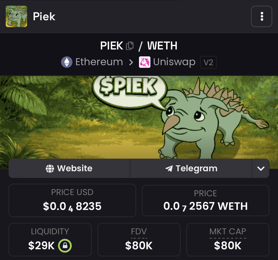 CTO happening for $Piek I explained in my latest video about the $YEE meta,  well $Piek is his friend and sitting at around 80k mc. This is a million  dollar narrative NFA,