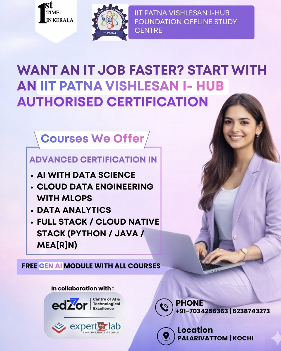 ExpertzlabTech's tweet photo. Introducing the IIT PATNA VISHLESAN I-HUB FOUNDATION OFFLINE STUDY CENTRE, KOCHI.

📍 Location: Palarivattom, Kochi
📞 Phone: +91 70342 56363 | +91 62387 43273
🌐 Visit our website: https://t.co/rkA4oIg14p https://t.co/nh1ccdReCs