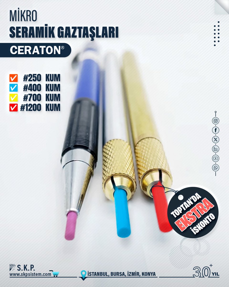 #CERATON® Mikro #Fiber #Seramik #GazTaşları

🛒 Detaylar: skpsistem.com/urun/ceraton-f…

#Plastik #Enjeksiyon #Kalıp #Polisaj #Eğe #SeramikTaş #Alüminyum #Ekstrüzyon #Sağlık #Tıbbi #DalmaErozyon #Metal #Çelik #Finisaj #Yüzeyİşleme #ÇapakAlma #Taşlama #EDM #Erozyon #Aşındırıcı #Zımpara