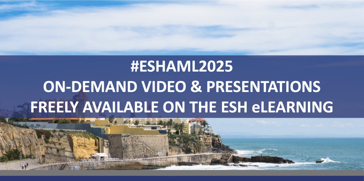 ESHaematology's tweet photo. 📣#ESHAML2025 BREAKING NEWS: On-demand content now available FOR FREE on #ESHELEARNING!
➡ https://t.co/EPPiWEcoZU
7th International Conference on AML "Molecular &amp; Translational": Advances in Biology &amp; Treatment
Chairs: B. Lowënberg, H. Döhner, B. Ebert
#ESHCONFERENCES #LEUSM https://t.co/2M091jyXtc