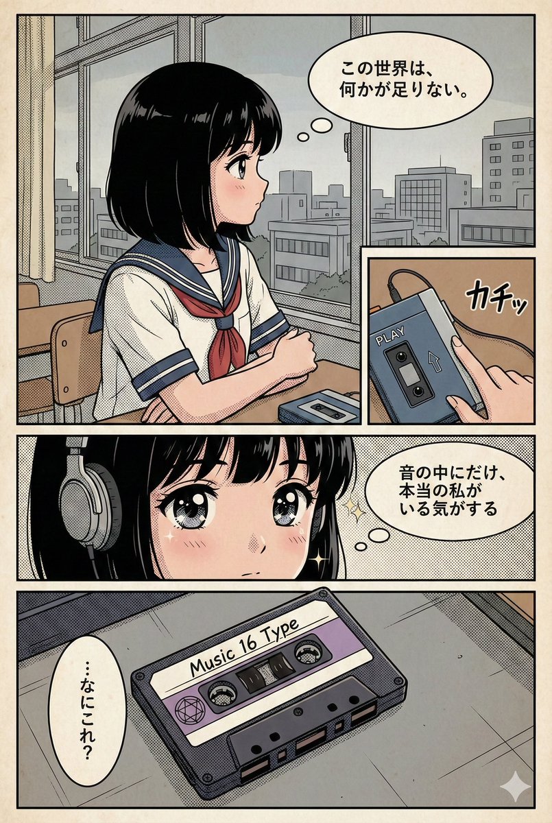 Music16Type's tweet photo. Music16Typeのキャラクター紹介漫画💁♀️
エントリーナンバー3✨
『漆黒の魔術師』🧙♂️
詩と音が紡ぐ、感情の神秘✨
あなたの音楽キャラクターは?
こちらでチェック↓↓↓
https://t.co/op2Q9QAOUo
#Music16Type
#音楽好きと繋がりたい
#音楽性診断
#mbti
#lovetype
#性格診断
#生成AI https://t.co/eYIBk1ngKr