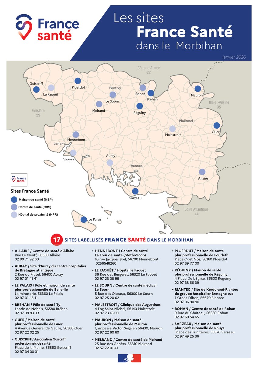Image de Préfet du Morbihan - France Santé | 🏥🧑‍⚕️
17 structures labellisées dans le Morbihan

Le préfet de la région Bretagne e
