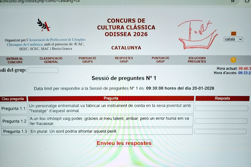 1293 alumnes de llatí, grec i cultura clàssica de 86 centres de Catalunya participen a partir d'avui al concurs Odissea. Sí, 1293 alumnes!!!! Bona sort a tots, alea iacta est! #concursodisseaxxvi