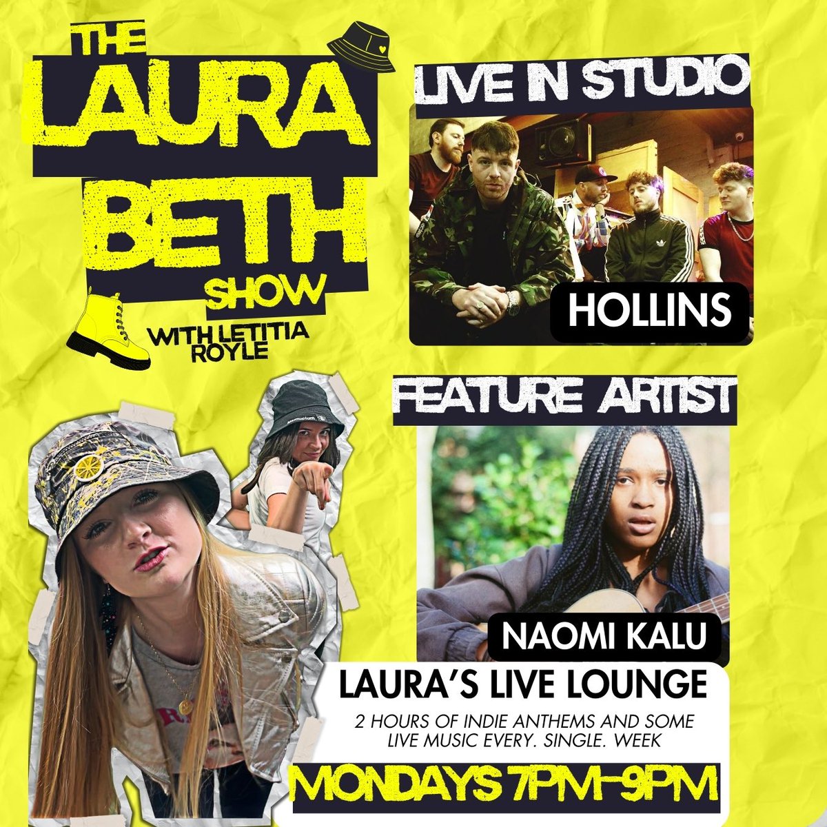 LauraBethReal's tweet image. Tune into The Laura Beth Show tonight at 7pm on @tamesideradio to hear @hollinsmusichq live in the studio, the 60 second profile from Naomi Kalu, the gig guide from @LetitiaRoyle plus loads of indie, Manchester, rock and punk tunes tamesideradio.com