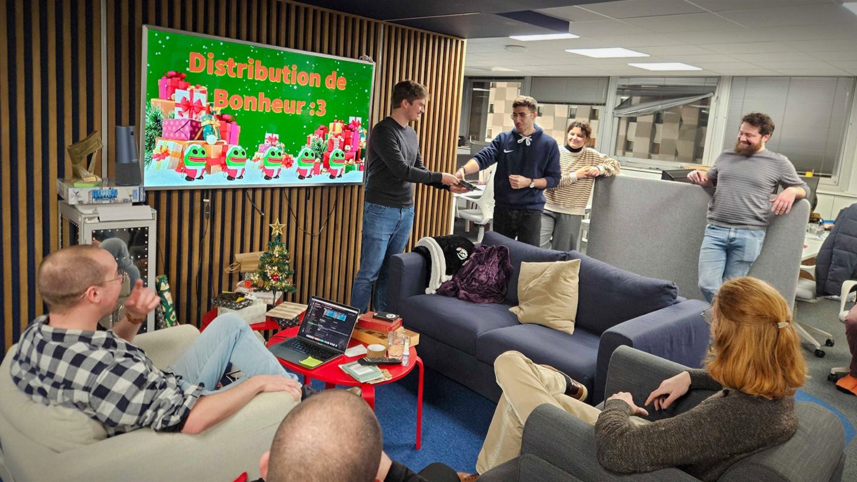 Playrion's tweet photo. End of 2025 at Playrion: Secret Santa at our Christmas party, chess tournaments, and raclette — without which we would not be entirely French.

2025 was challenging year, making these team moments more valuable than ever. 2026, here we come.

Happy new year everyone! https://t.co/fyPqD4JrBy