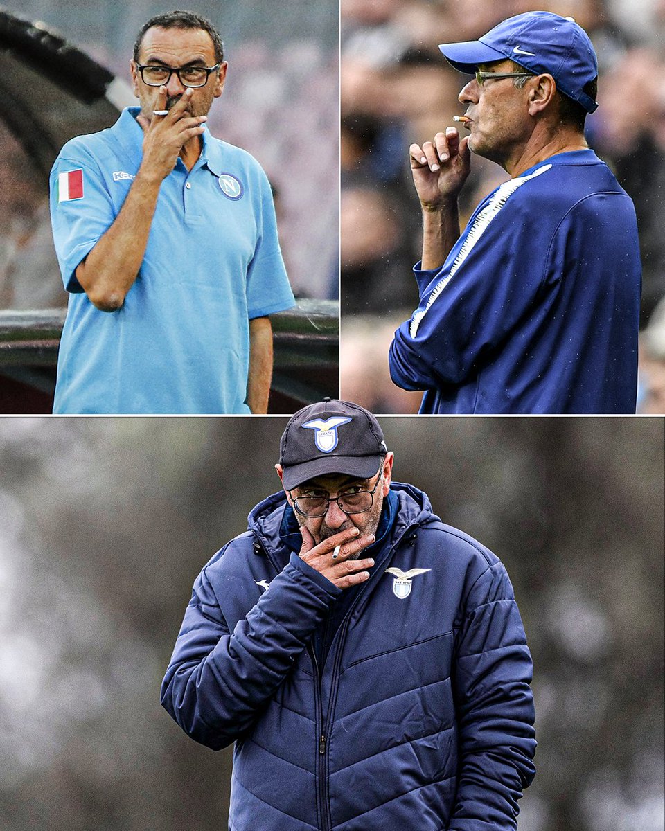 ESPNUK's tweet image. Former Chelsea boss Maurizio Sarri has revealed that he is finally quitting smoking! 🚬❌

The now Lazio manager once said at the height of his habit, he smoked 60 cigarettes a day 😳

▪️ That's 420 a week
▪️ 1,680 a month
▪️ 20,160 a year