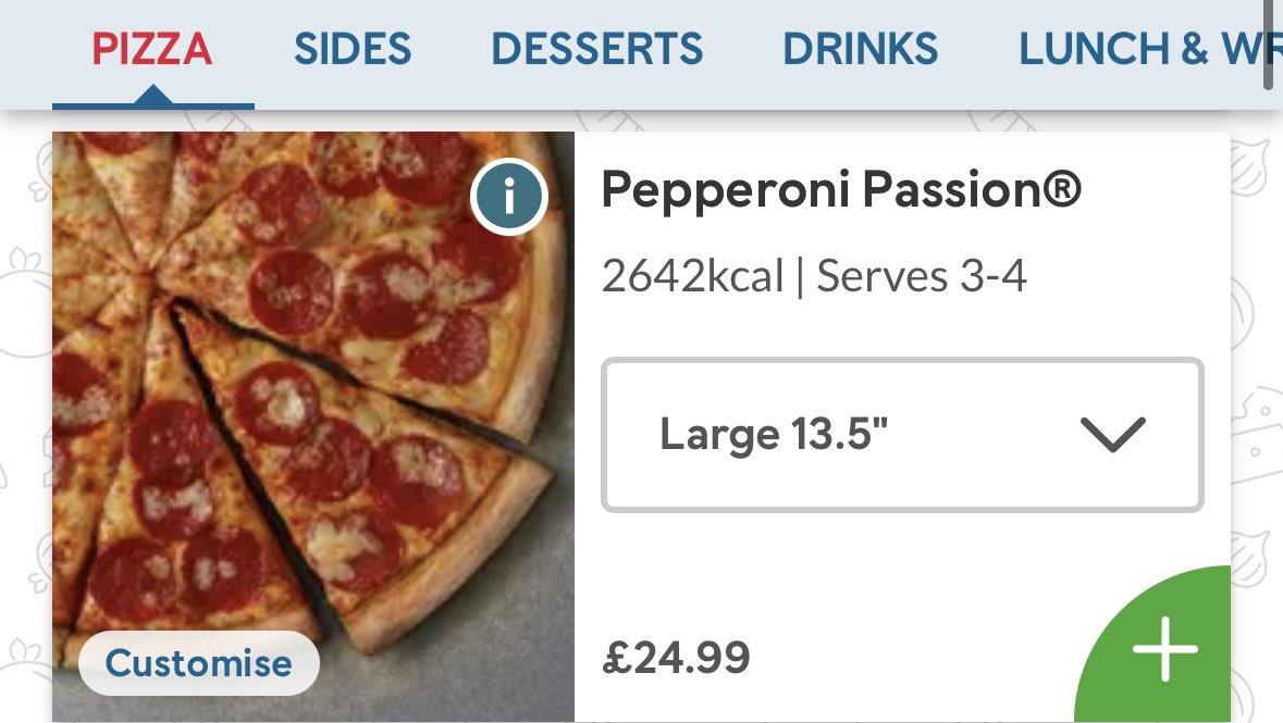 JamesMelville's tweet image. £24.99 pepperoni pizza.