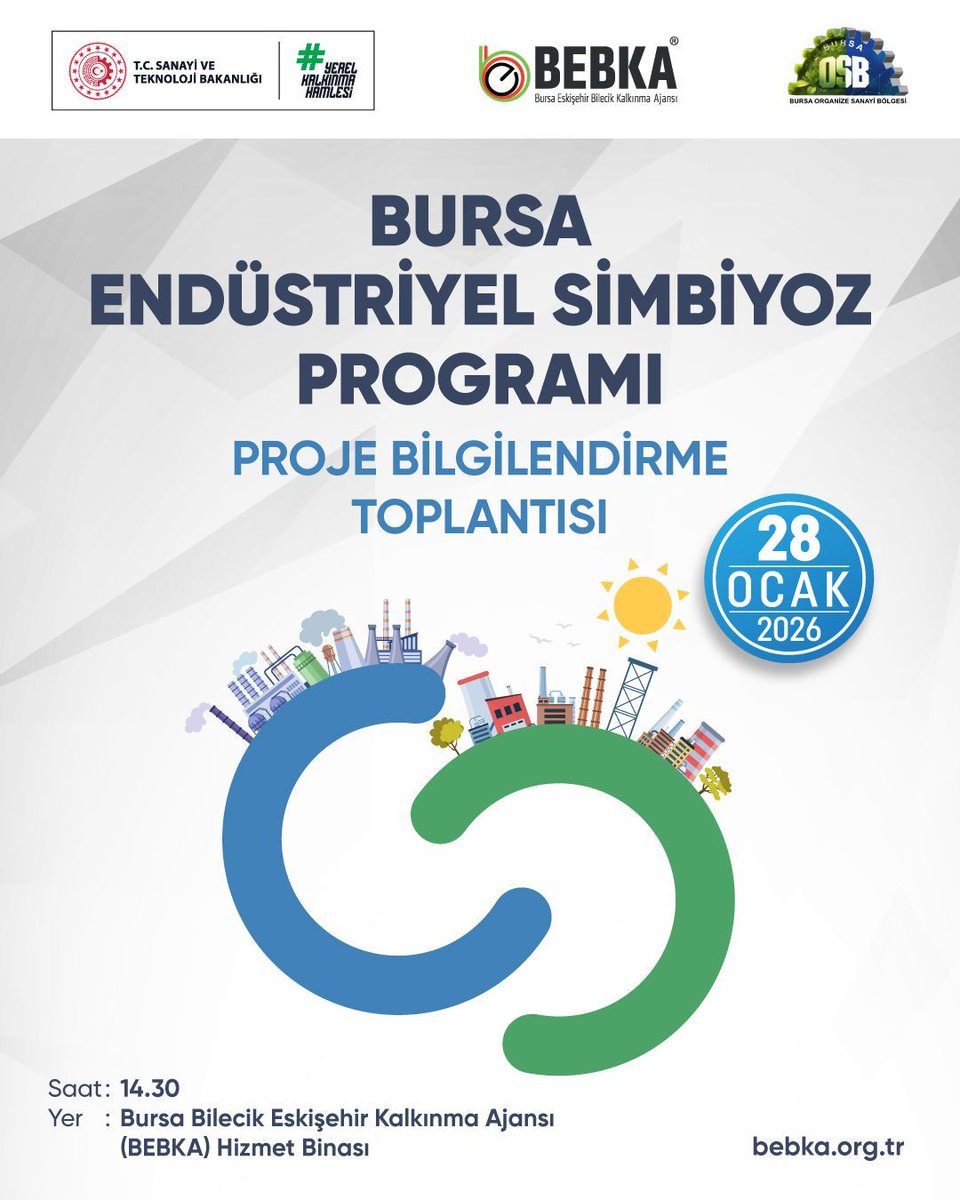 ♻️ Bursa’da Endüstriyel Simbiyoz Dönemi Başlıyor!

Atıkların kaynağa, iş birliklerinin katma değere dönüştüğü Bursa Endüstriyel Simbiyoz Programı için ilk adım atılıyor.

Bursa Eskişehir Bilecik Kalkınma Ajansı (BEBKA) tarafından, Bursa Organize Sanayi Bölgesi (OSB) iş birliğiyle