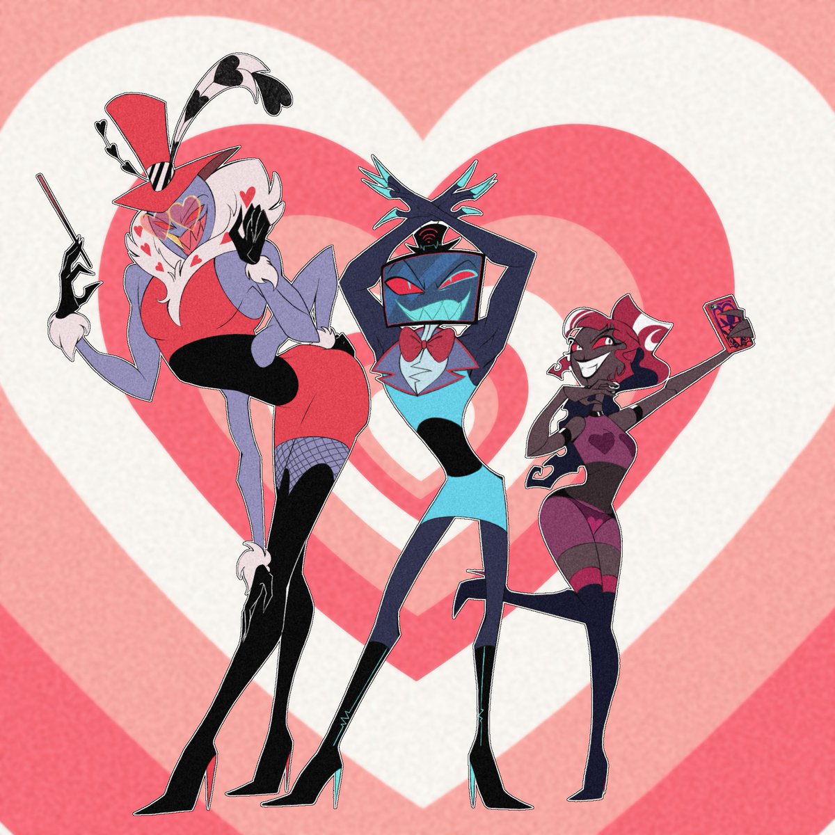 Sugar, spice and everything… nice?
#HazbinHotelVees #HazbinHotelVox #hazbinhotelvelvette #HazbinHotelValentino