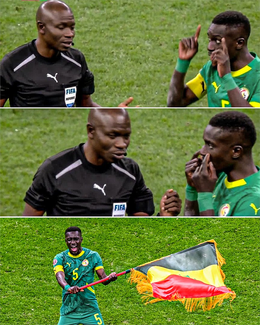Idrissa Gueye signaling to the ref that “God is watching” during the AFCON final 😅