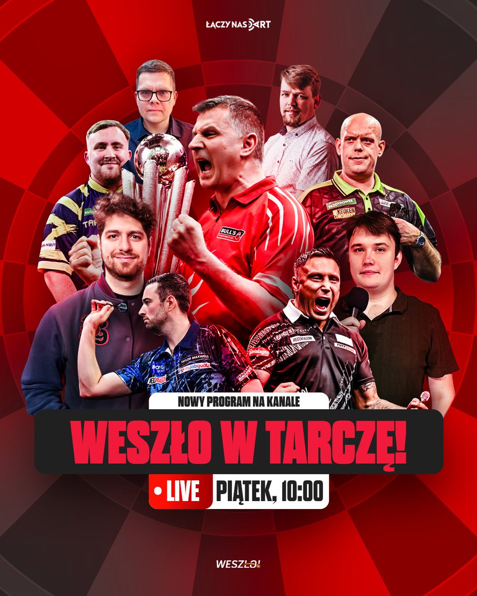 WeszloCom's tweet image. Takiego programu na polskim YouTube jeszcze nie było‼️ To będzie strzał w dziesi... rzut w T20! 🔥 Miło nam ogłosić, że nawiązujemy współpracę z redakcją @LaczyNasDart 🎯 2 razy w miesiącu w piątki na naszym kanale program LIVE "Weszło w tarczę" - zaczynamy za kilka dni 🤝…
