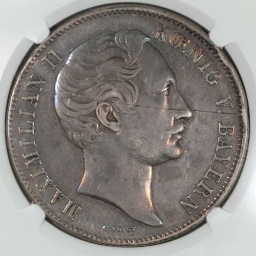 招*@様 1852年ドイツ バイエルン王国　　 2ガルデン銀貨マクシミリアン2世 JCC | ジャパンコインキャビネット / ドイツ バイエルン 1854年 2