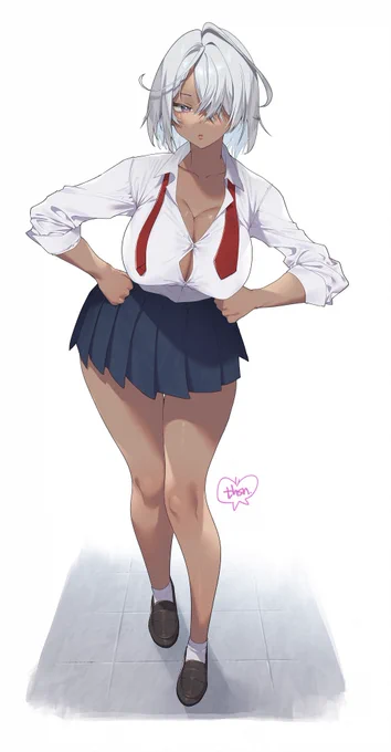 褐色片目隠れギャルちゃん(他人OC)