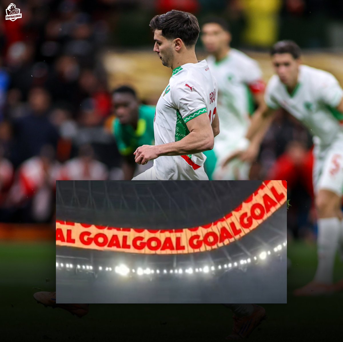 Footballogue's tweet image. "𝗚𝗢𝗔𝗟"

C'est ce qu'a brièvement été affiché sur les écrans dans le stade hier au moment où Brahim Diaz a tiré son pénalty... 🥶🥶

(TikTok : 237.obansou)