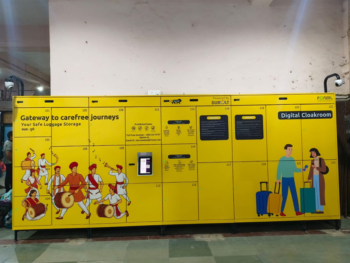 durolt96223's tweet photo. Exciting news! Our Durolt Smart Locker is now live and fully functional at Pune Railway Station! Secure storage for travelers with app-based access, theft-proof design, and 24/7 reliability. Making journeys hassle-free!
#SmartLocker #PuneRailway #Travel #Luggage #CloakRoom https://t.co/ZZ3GKoRZbg